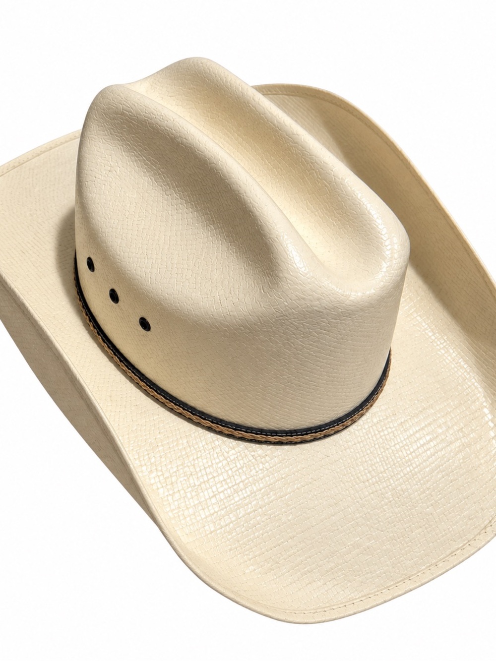 Justin Boots Cream Rigid Cowboy Hat with Braided Trim